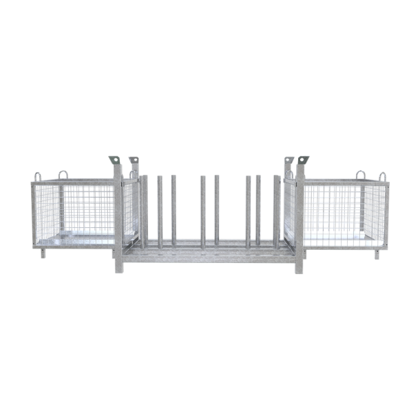 Palle | serie 50116 | Opbevaringskurv robust st�lkurv, kan fastg�res til stabelpalle 50116, kurven fastg�res til stabelpallens forside uden brug af v�rkt�j, med automatisk l�sning indvendige m�l p� tr�dnet: l�ngde: 0,70 m, bredde: 0,78 m, h�jde: 0,53 m